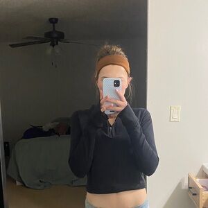 Cropped Black Quarter-Zip Pullover